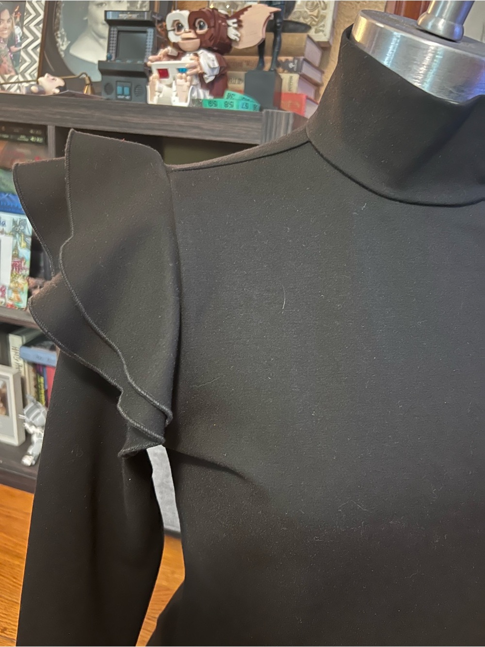 Tuckernuck Black Ruffle-Shoulder Long-Sleeve Top